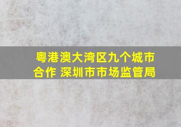 粤港澳大湾区九个城市合作 深圳市市场监管局